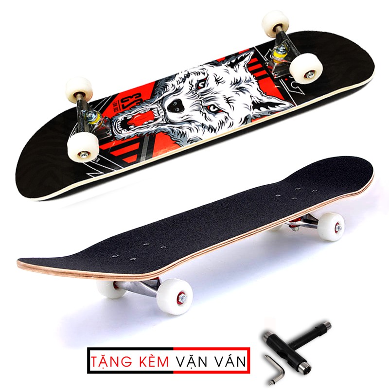 Ván trượt skateboard thể thao chất liệu gỗ phong ép cao cấp 7 lớp mặt nhám cho trẻ em và người lớn - tặng tool tháo lắp