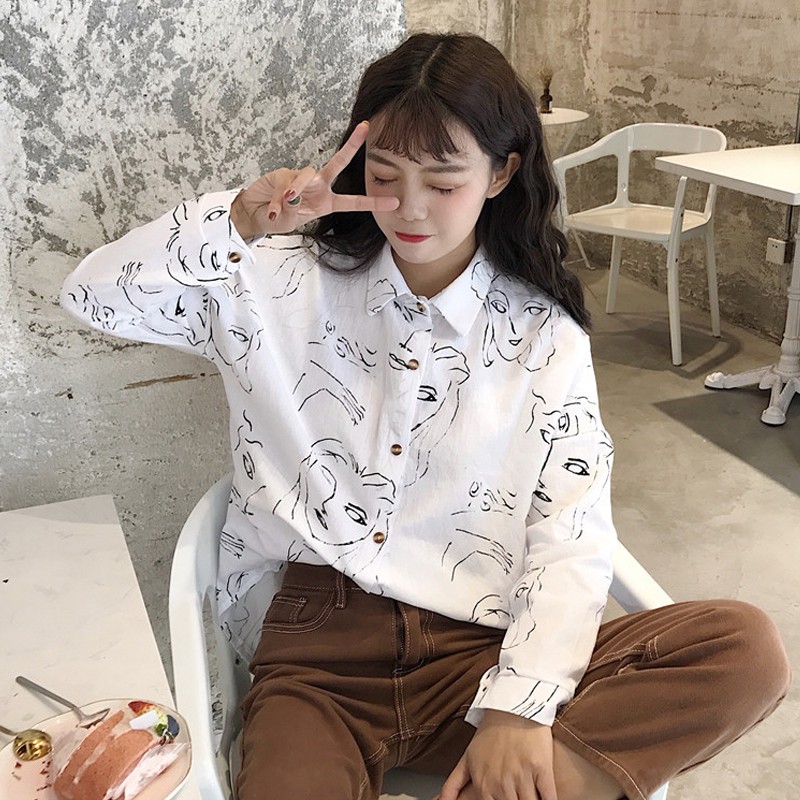 Áo sơ mi nữ tay dài Emilyshop ulzzang