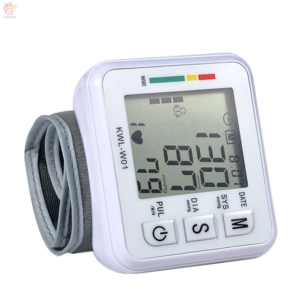 ET Electronic Blood-Pressure Monitor Home Use Wrist Type Sphygmomanometer Digital LCD Blood-Pressure Measurement Meter with Pulse Rate Detection