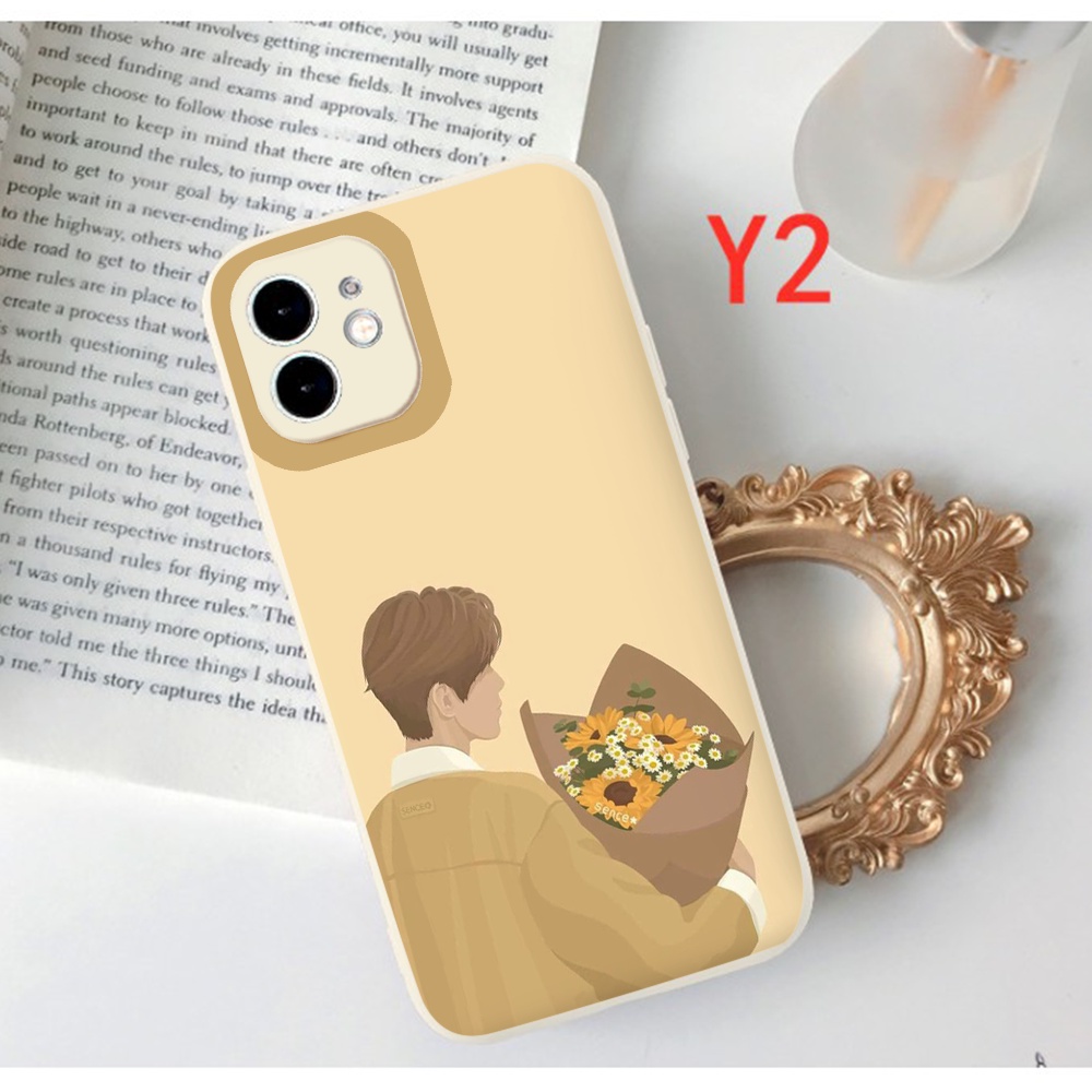 Ốp lưng Iphone Cặp đôi cầm hoa iphone 7 8 Plus SE X XS XS Max 11 12 13 Pro Max 14 plus tr1215