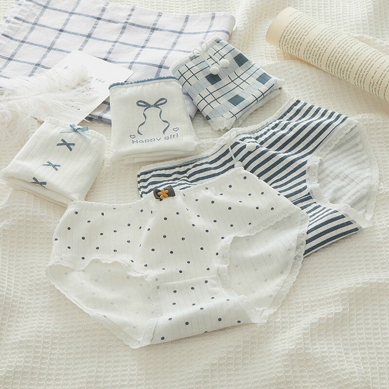 Combo 5 Quần lót học sinh, sinh viên, Quần lót nữ cotton dễ thương thoáng mát