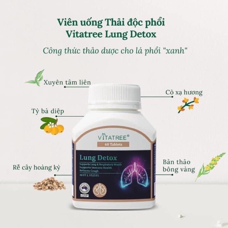 VIÊN UỐNG THẢI ĐỘC PHỔI VITATREE LUNG DETOX 60V