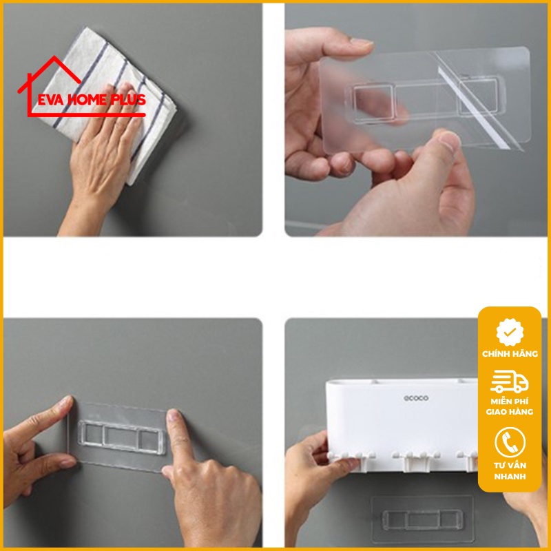 Kệ để bàn chải đánh răng dán tường ECOCO chính hãng, hộp đựng bàn chải đánh răng không khoan tường E1926