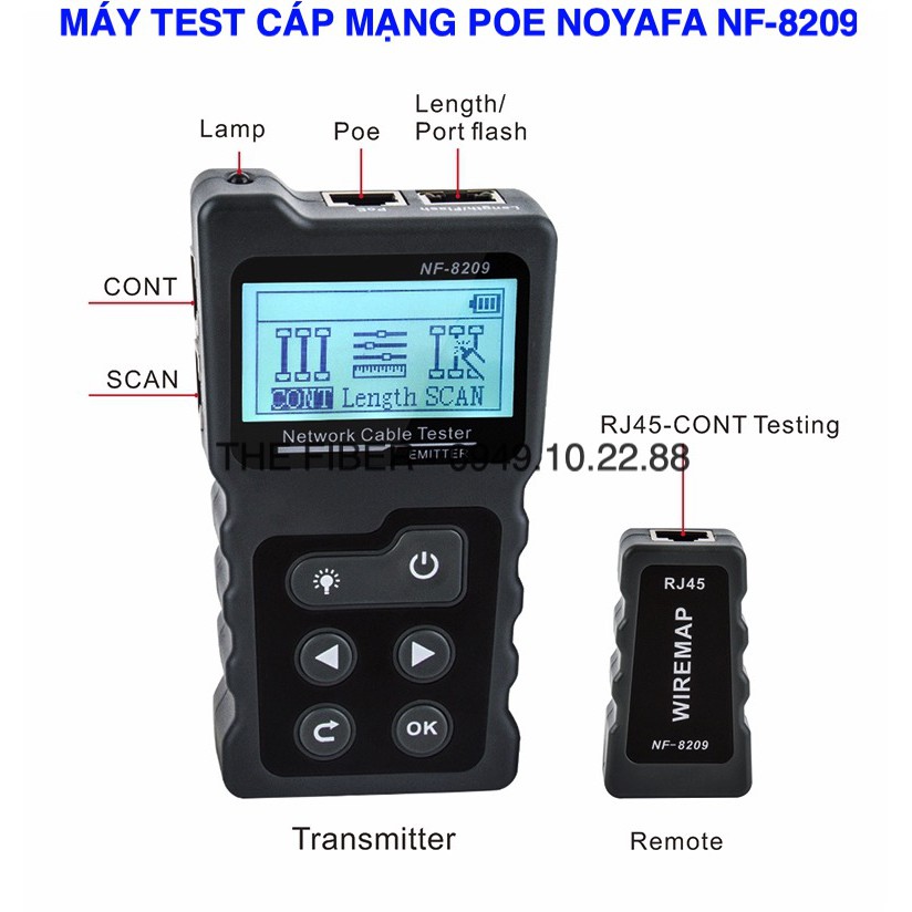Máy test và dò cáp mạng POE NOYAFA NF-8209