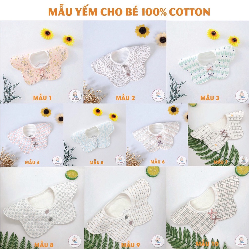 Yếm tròn xoay 360, Yếm Cotton siêu mềm mịn thấm hút tốt nhiều màu sắc cho bé Shop Bố Soup