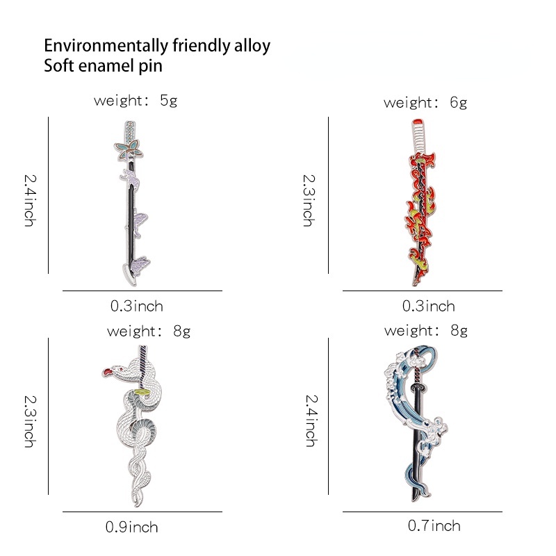 Ghim Cài Áo Kim Loại Hình Thanh Kiếm Anime Demon Slayer