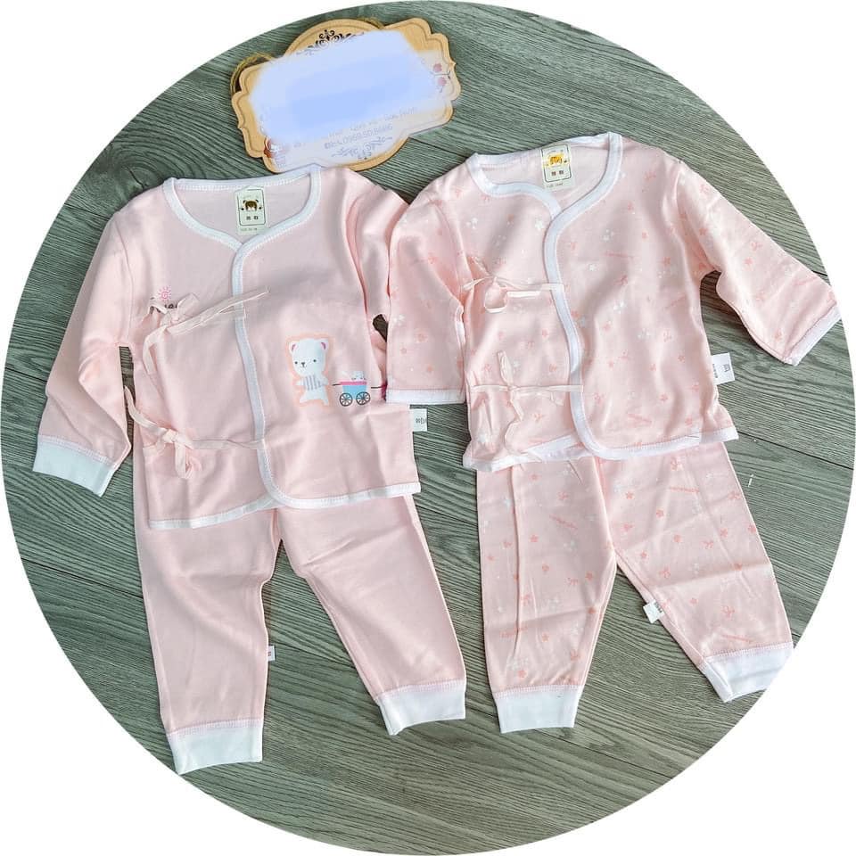 Set 3 bộ cotton thu đông sơ sinh bé trai, bé gái - Hàng xuất Nhật
