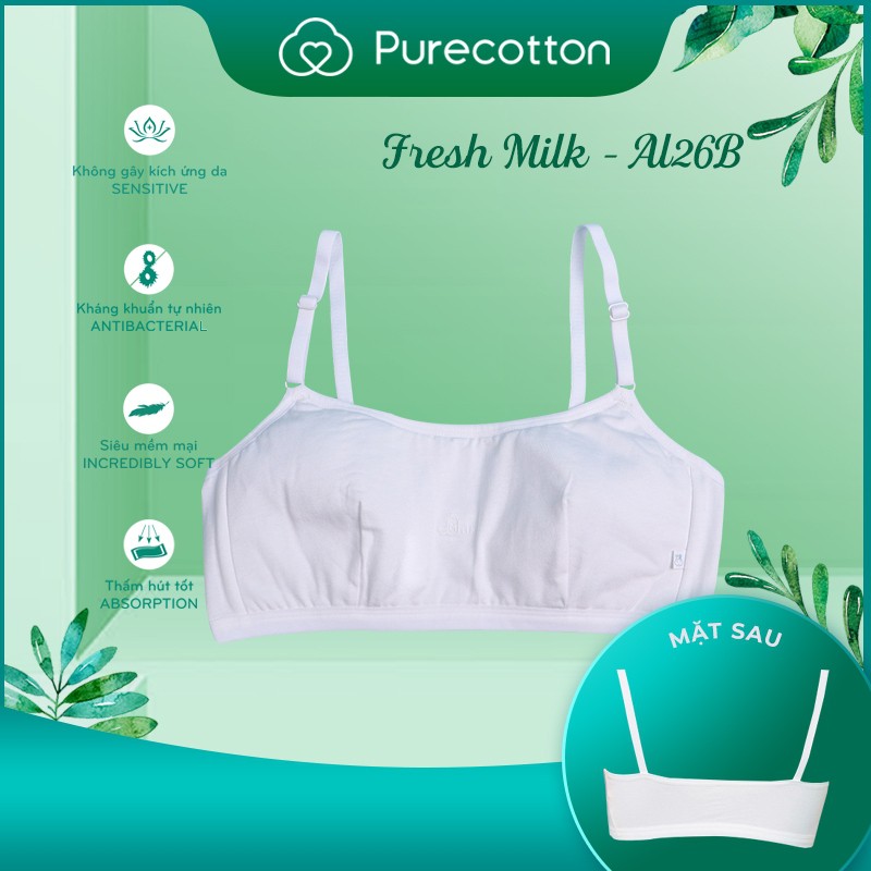 Áo lá học sinh Purecotton cho bé gái mới lớn chất liệu cotton cao cấp kiểu dáng chui đầu không đệm PC002