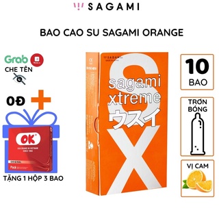 Bao cao su Sagami Orange Love Me Gold CAM Trơn bóng 10 bao/hộp chống tuột kéo dài thời gian
