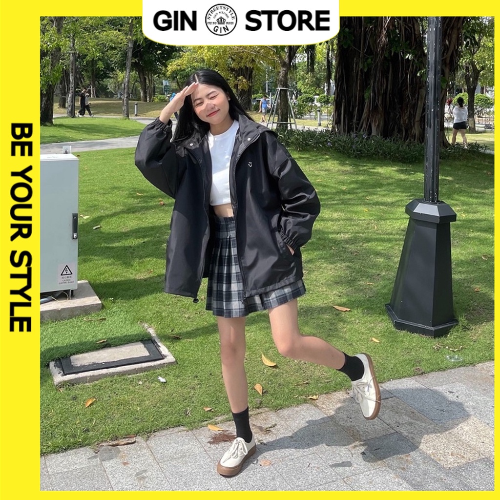 Áo khoác dù Jacket Nam Nữ - UNISEX - nón/mũ tháo rời - ulzzang - form rộng Hàn Quốc - GIN STORE