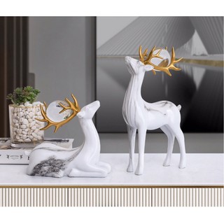 [ Có clip ] cặp hươu nai trang trí decor nhà cửa vân đá trắng siêu đẹp và sang trọng