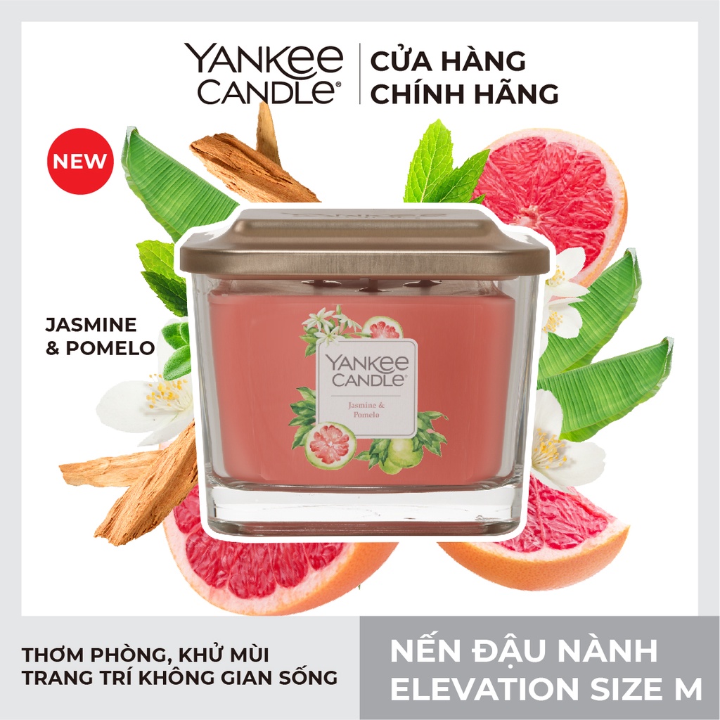 Nến ly vuông Elevation Yankee Candle size M - Jasmine &amp; Pomelo (347g)