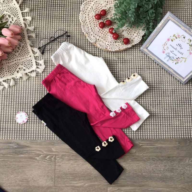 Quần legging trơn dài cotton mềm mịn,hồi giãn, quần thu đông cho bé gái