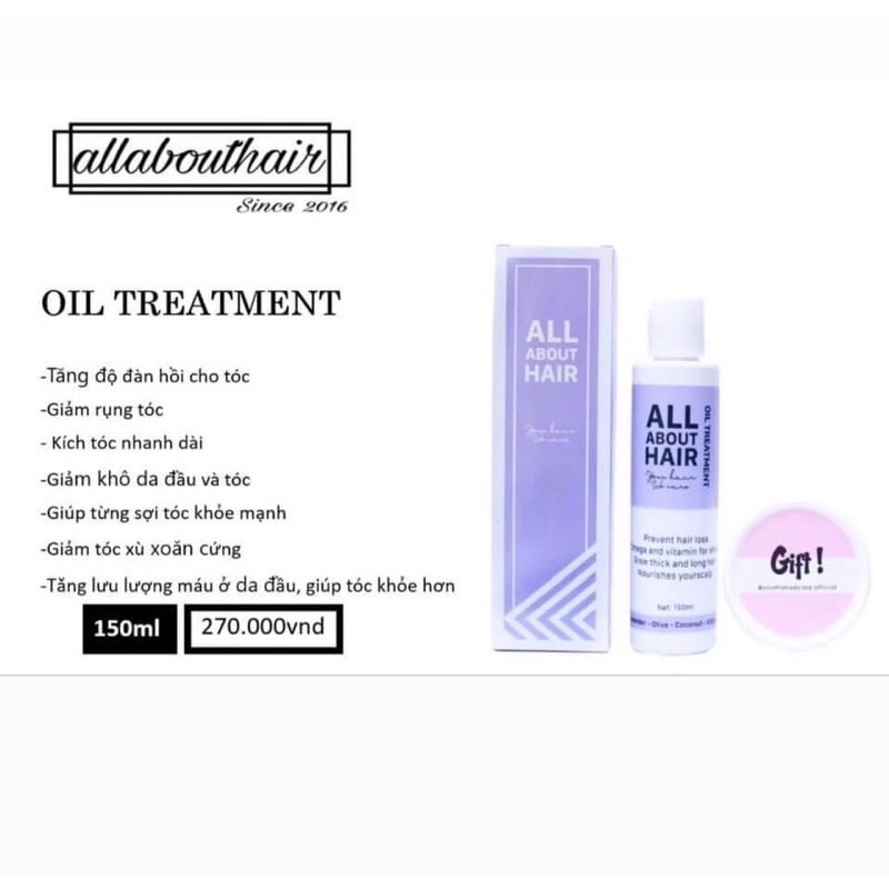 DẦU Ủ OIL TREATMENT ALL ABOUT HAIR - TẶNG KÈM QUÀ 🎁