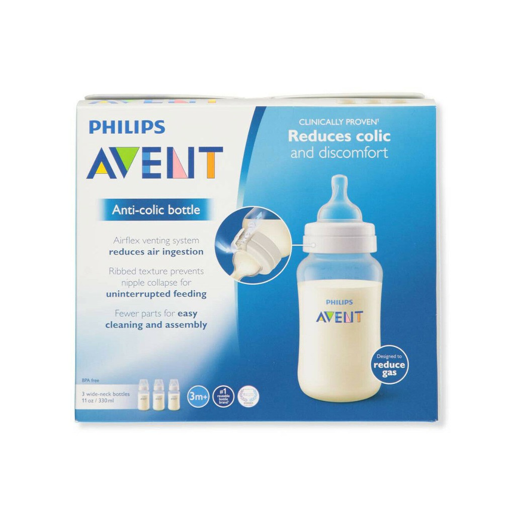 Set 3 bình sữa Avent Classic 125ml, 260ml, 330ml