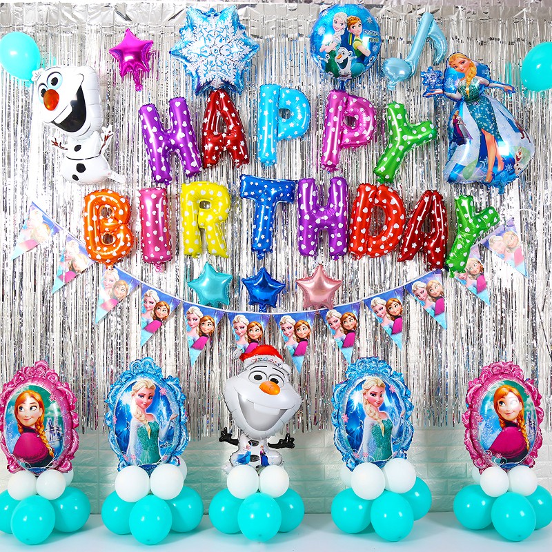 Combo Bóng Sinh Nhật Happy Birth Day Hình Elsa 05 (kèm bơm bóng + băng dính)