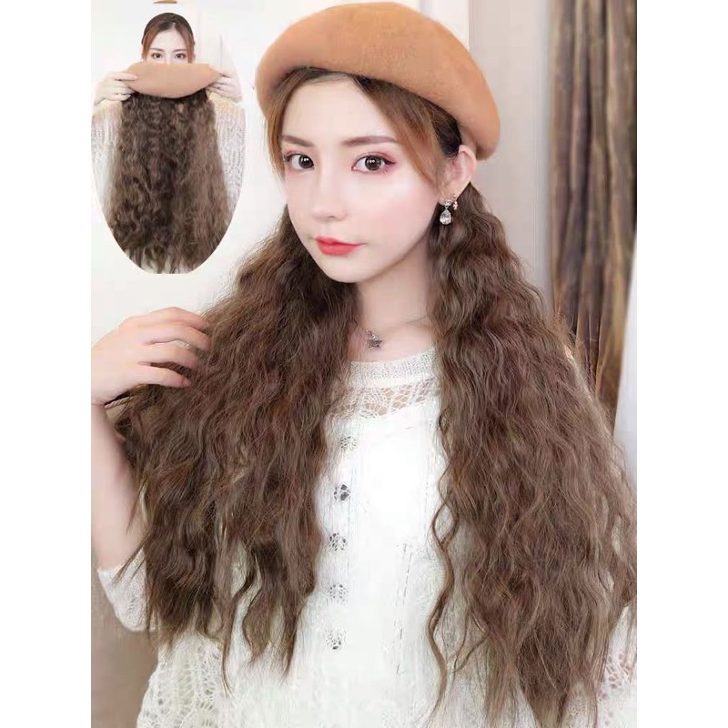 Mũ Tròn Nâu Tóc Giả Xù 46