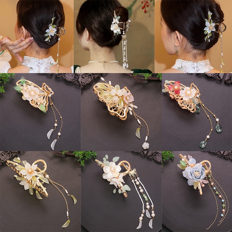 Kẹp Tóc Hoa Hồng Đính Đá / Ngọc Trai Giả Bằng Hợp Kim Thời Trang Cho Nữ