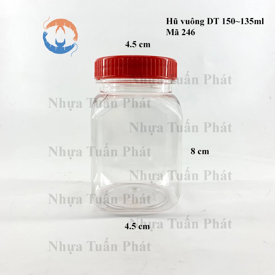 24 hũ nhựa vuông Duy Tân 150g~135ml nắp đỏ mã 246