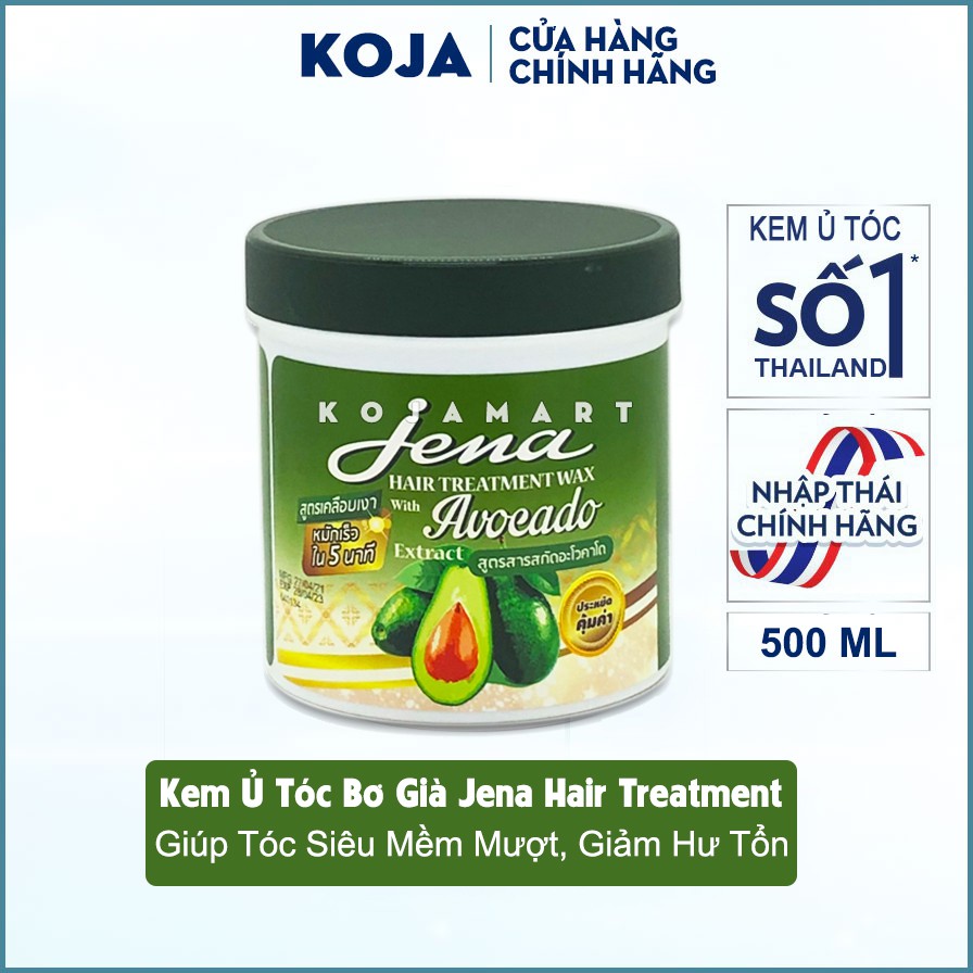 Kem Ủ Tóc Bơ Già Jena Hair Treatment Wax Thái Lan 500ml | Siêu Mềm Mượt, Giảm Hư Tổn