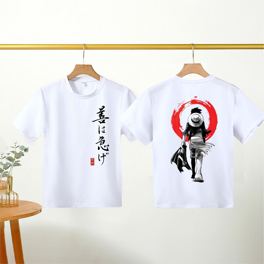 Áo thun cho bé trai in hình vua hải tặc one piece ace luffy sabo cực hot