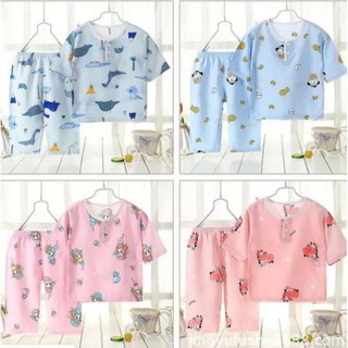 Bộ ngủ cotton lụa cho bé hàng Quảng Châu