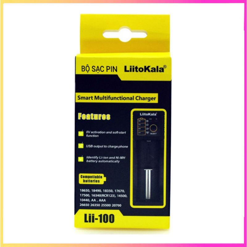 Bộ sạc pin LiitoKala Lii-100 và Lii-202, dùng sạc pin 3.7V - 4.2V các size
