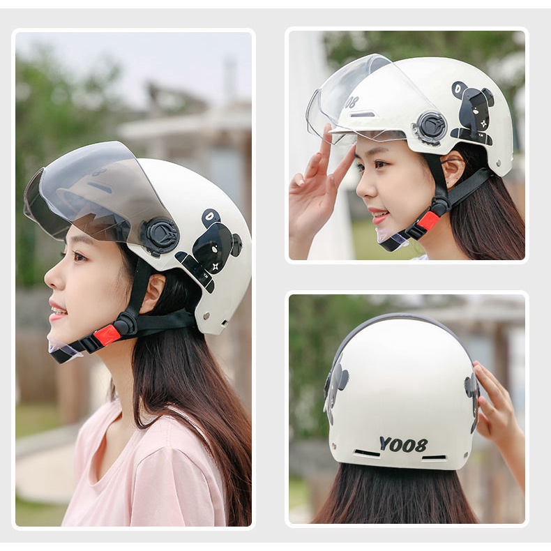 Mũ Bảo Hiểm Xe Máy Điện Hình Tai Mèo Che Nắng Dễ Thương