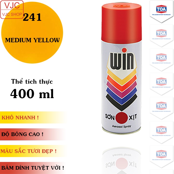 Chai sơn xịt sơn xe máy cao cấp ATM / WIN màu vàng nhạt A241 / 241 dung tích 400 ml