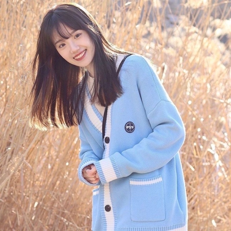 Áo len cardigan có túi phối màu basic Ulzzang