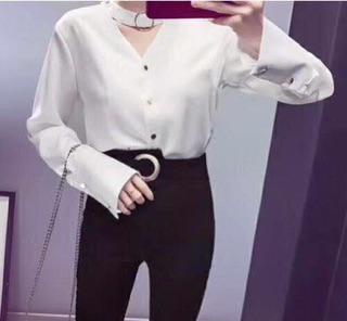 Sơ mi lụa cổ choker