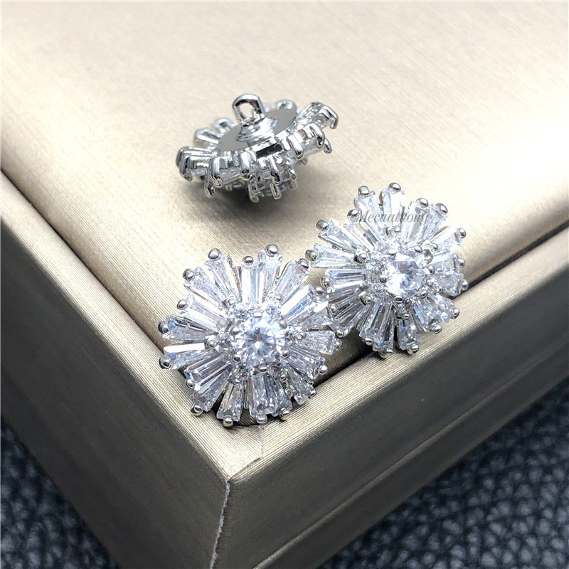 Khuy nút cúc thời trang bằng đồng đính đá zircon kiểu dáng hiện đại