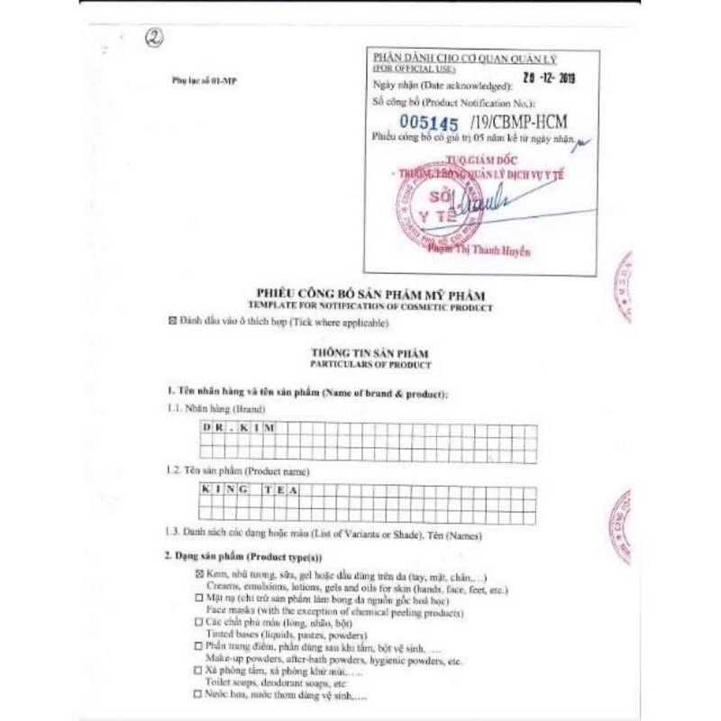 SỬA RỮA MẶT CAO TRÀ KING TEA