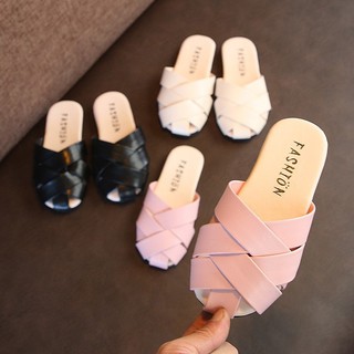 Dép bít mũi đế mềm da Pu dễ thương dành cho bé gái size 26 - 36
