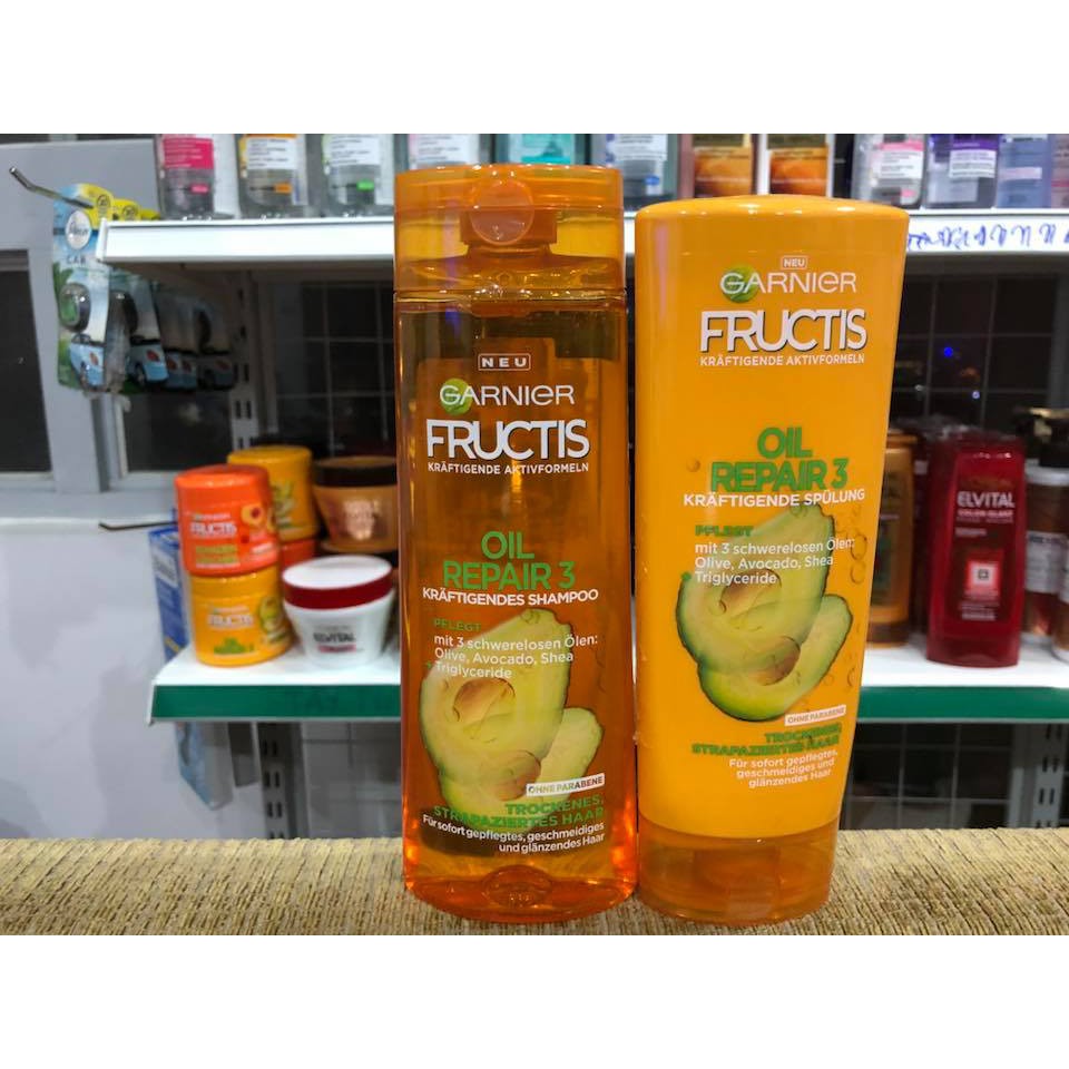 Bộ dầu gội Garnier Fructis Oil repair dành cho tóc khô