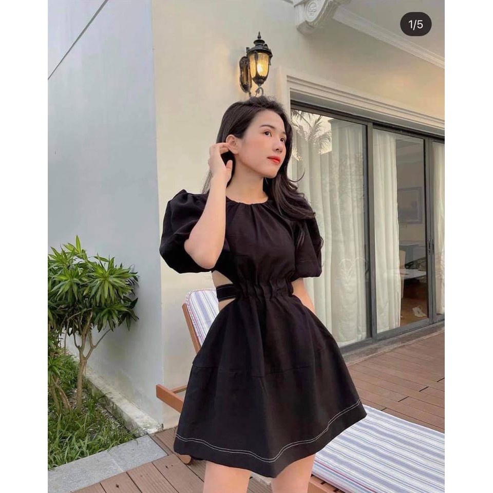 ĐẦM ĐEN CUT OUT CỘT NƠ LƯNG XINH XẮN - ANNA DRESS