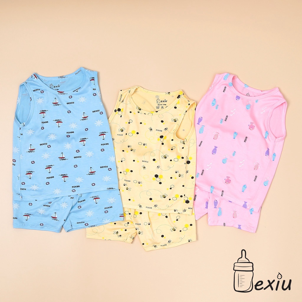 [Bé 5-19kg] Bộ Ba lỗ Bé Xíu Bexiu màu in rơi chất thun lạnh mềm mịn mát cho bé trai bé gái từ 5-20kg [BHÀNG CAO CẤP