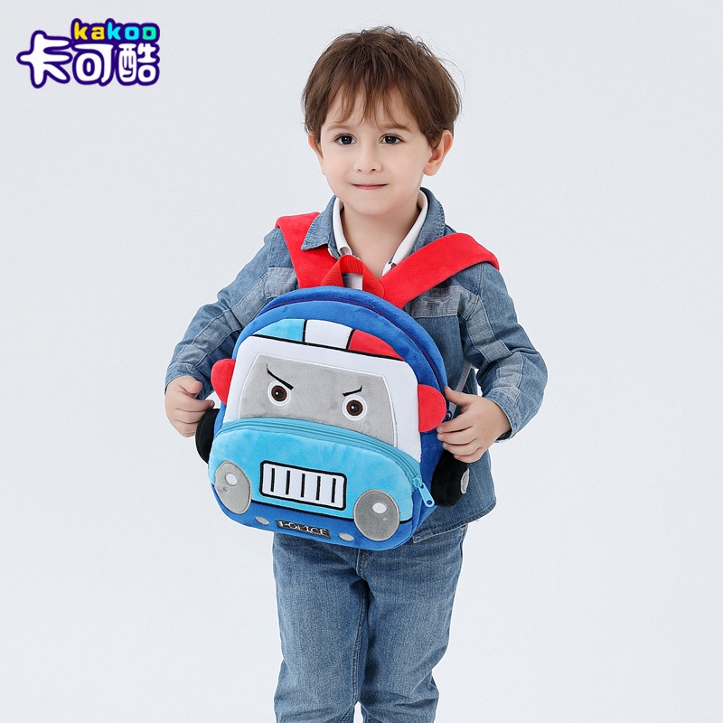 Balo oto bé trai học mẫu giáo cặp sách mầm non cho trẻ em từ 1-5 tuổi đi chơi du lịch vải nhung mềm E1034