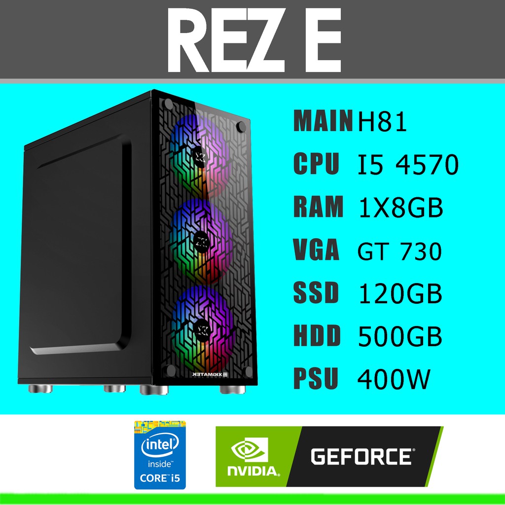 Pc gaming trọn bộ cấu hình I5 4570/H81/RAM 8GB/SSD 128GB/HDD 500GB/VGA GT 730/400W/Màn hình SamSung 24inch cong | BigBuy360 - bigbuy360.vn