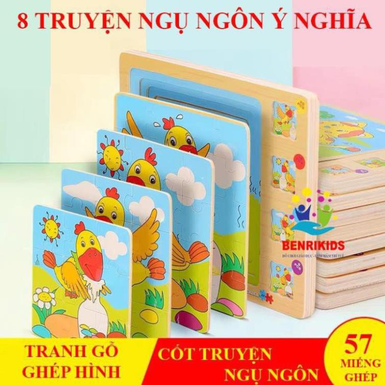 Đồ Chơi Tranh Ghép Hình Truyện Ngụ Ngôn Ý Nghĩa Bằng Gỗ Cho Bé - Baby Homes