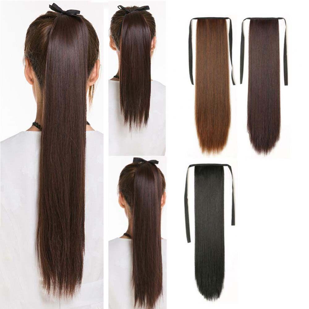 Tóc Giả Thẳng Dài Sợi Tổng Hợp Màu Nâu Tự Nhiên Kèm Kẹp Tóc Đuôi Ngựa VANES1 Phong Cách Lolita