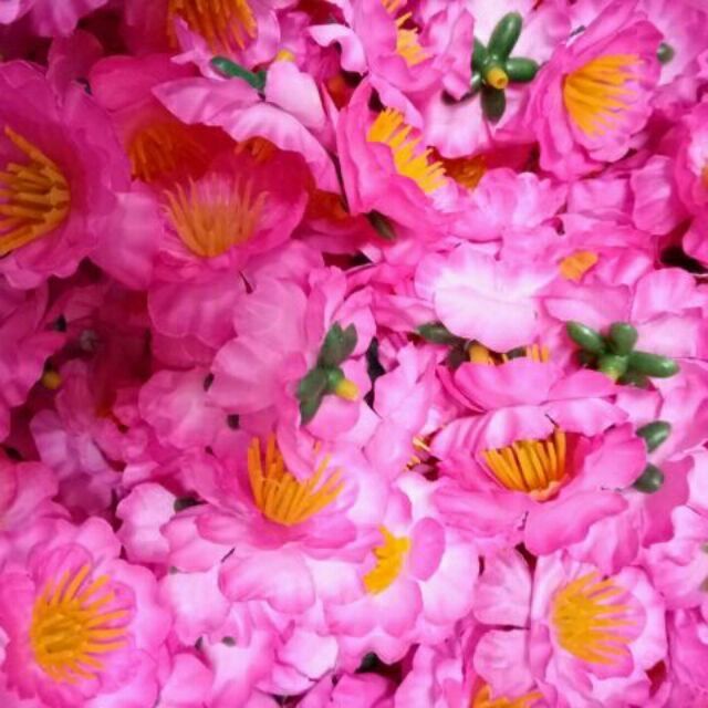 100gr bông hoa mai,hoa đào giả(70-80 bông) trang trí cây ngày tết gồm kẽm lá
