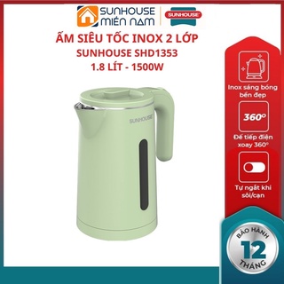 Ấm siêu tốc shd1353 sunhouse bình đun 1.8 lít chất liệu 2 lớp nhựa an toàn sức khỏe inox không gỉ