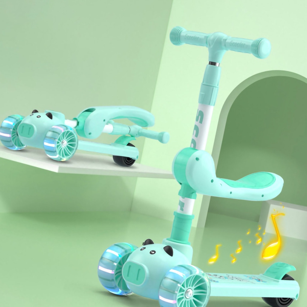 xe tay ga trẻ em Xe Scooter 3 Bánh Có Thể Điều Chỉnh Chiều Cao Có Đèn Và Nhạc Gấp Gọn Dành Cho Trẻ Em