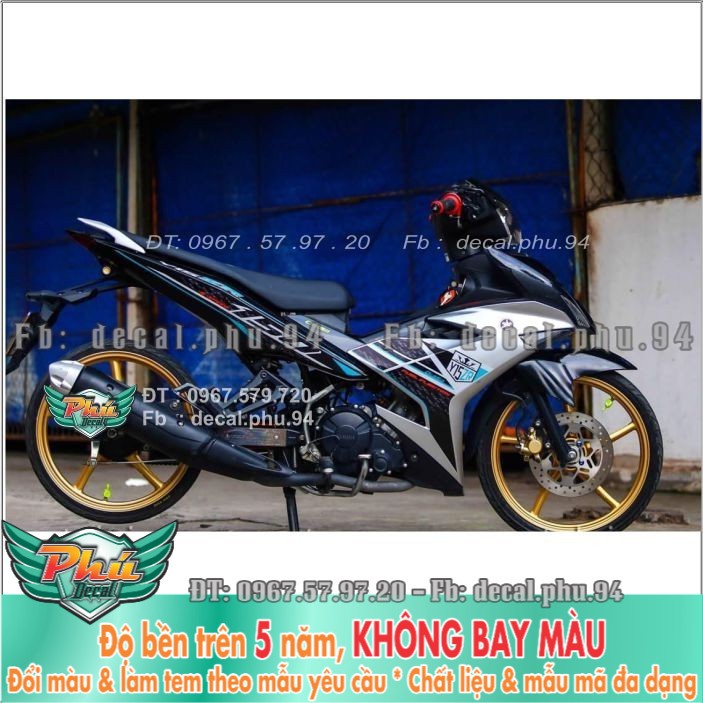 Tem rời Exciter 150 Y15ZR Bạc đen xanh (X) -1