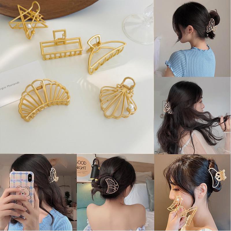 Kẹp Tóc Kim Loại Thiết Kế Đơn Giản Phong Cách Retro Hàn Quốc