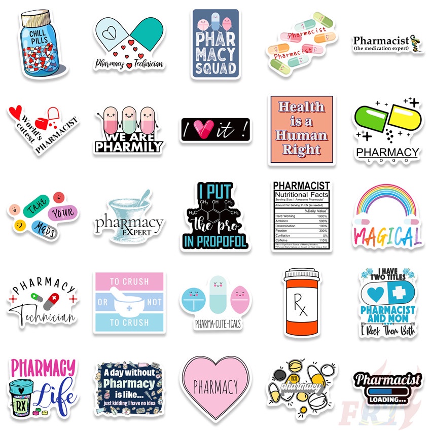 Bộ 100 Cái/Bộ ❉ Miếng Dán Chủ Đề Y Tá Quốc Tế Độc Đáo ❉ Sticker Dán Tường Chống Thấm Nước Thời Trang