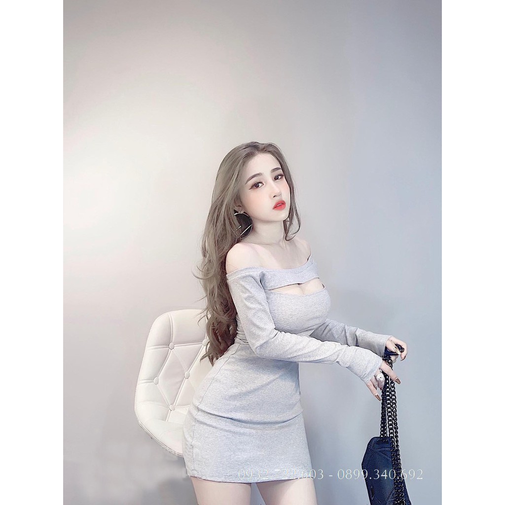 Đầm Body Tay Dài Sexy Khoét Ngực | BigBuy360 - bigbuy360.vn