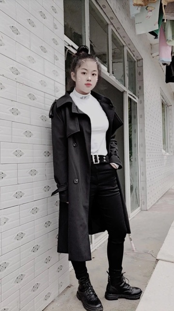 Áo Khoác Mangto nữ dáng dài phong cách hàn quốc, thời trang thu đông Quảng Châu