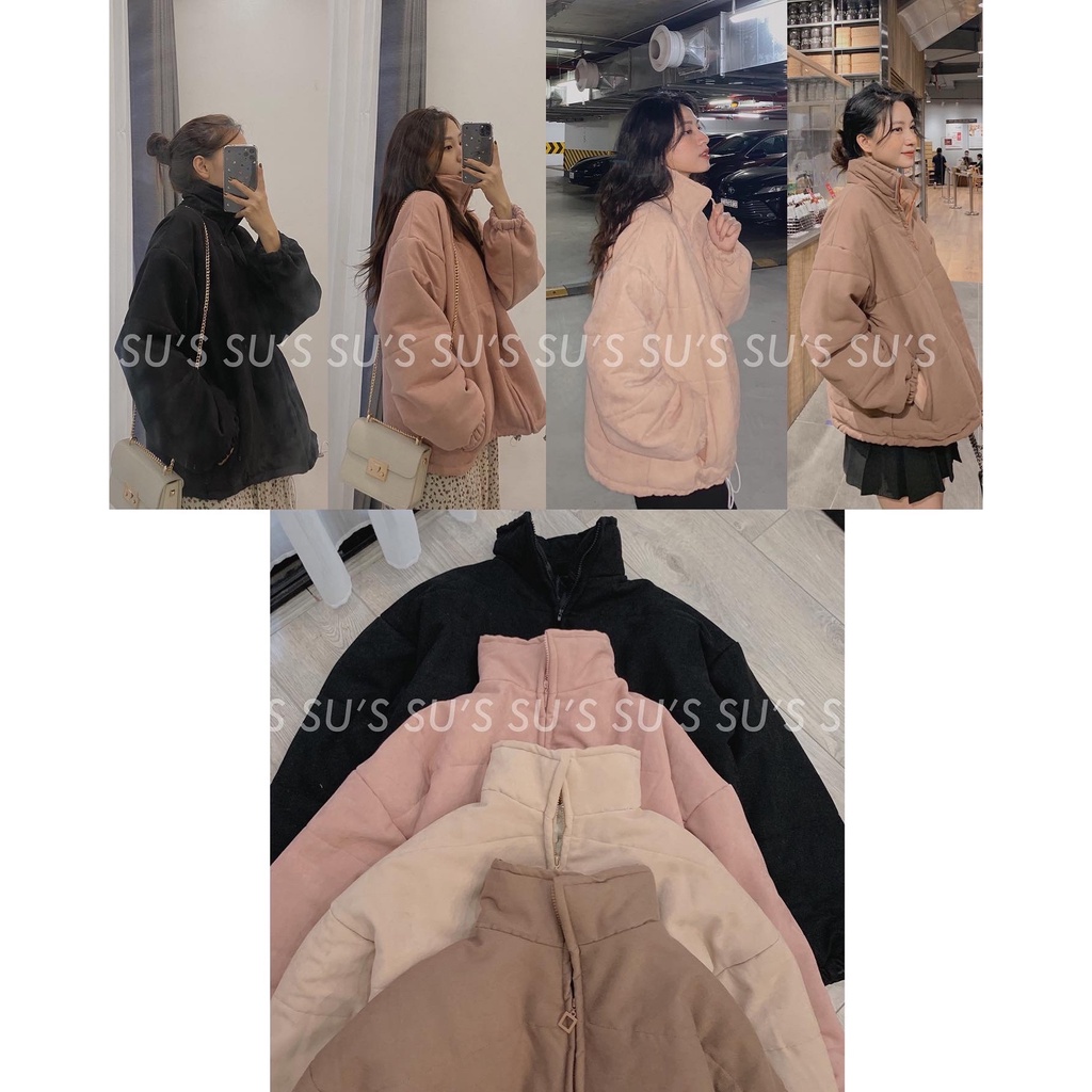 Áo khoác phao trơn cổ lọ dây rút dưới A2084 SUSTORE